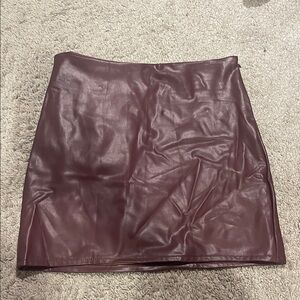 Maroon Mini Leather Skirt